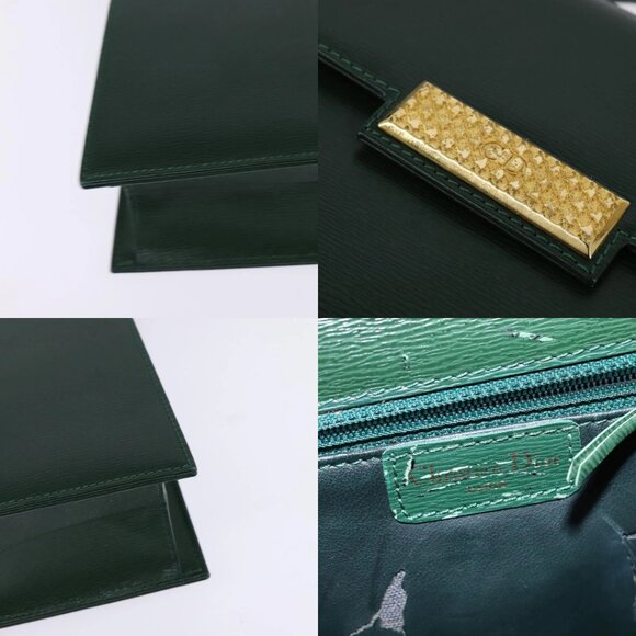 Christian Dior Shoulder Bag Leather Green Gold Auth BA6365 - Picture 15 of 16